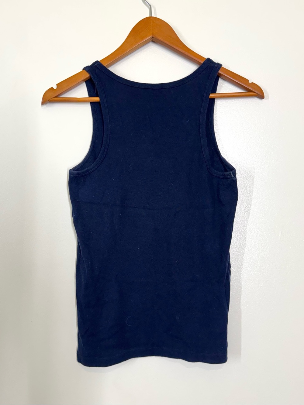 Tory Burch Navy Tank Top with Silver Logo Designer Medium 100% Cotton - Picture 3 of 5